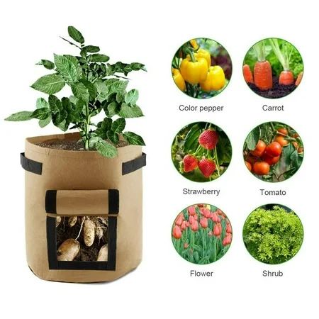 2-Pack -7-Gallon Grow Bags Fabric Aeration Pots Container for Vegetable/Flower/Plant，with Strap Hand | Walmart (US)
