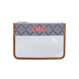 Clear Katie Pouch - Monogram Stripe | Barrington Gifts