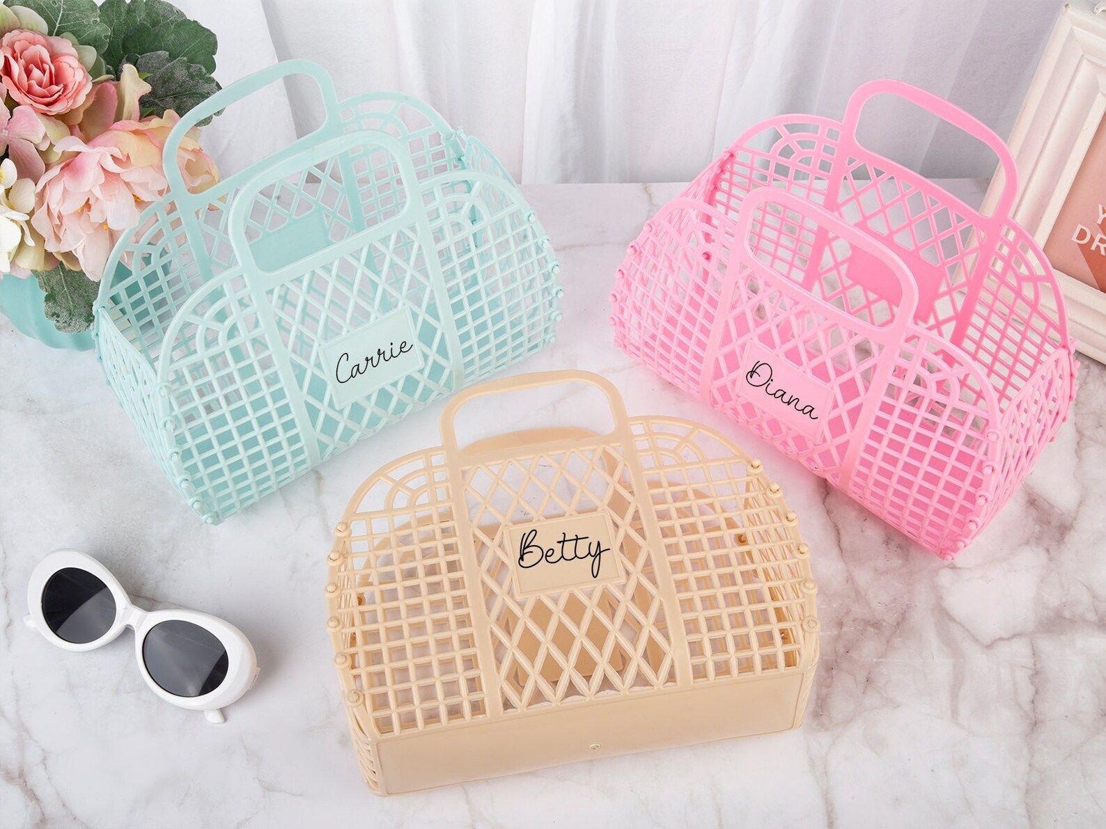 Custom Jelly Bag Personalized Beach Basket Bridesmaid Gift - Etsy | Etsy (US)