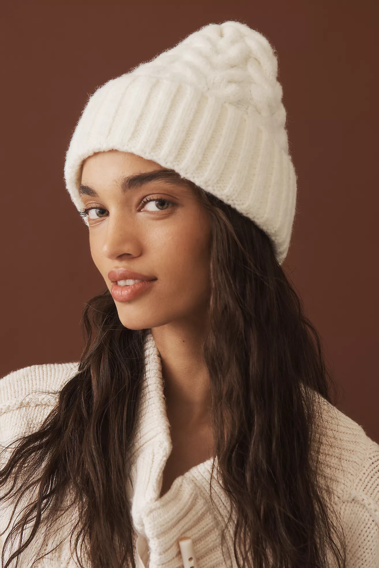 Maeve Cable-Knit Beanie | Anthropologie (US)
