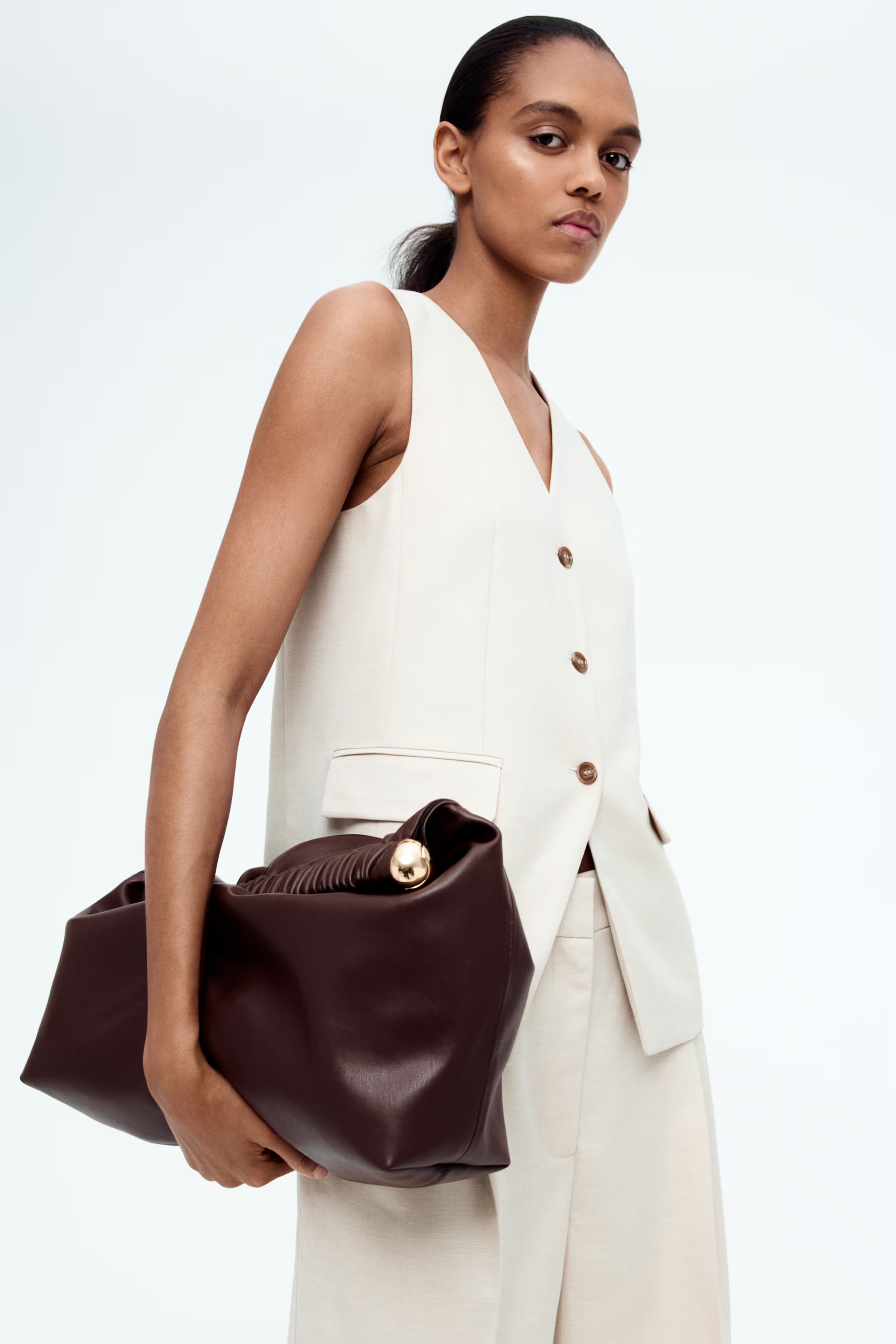 Long suit waistcoat - Light beige - Ladies | H&M GB | H&M (UK, MY, IN, SG, PH, TW, HK)