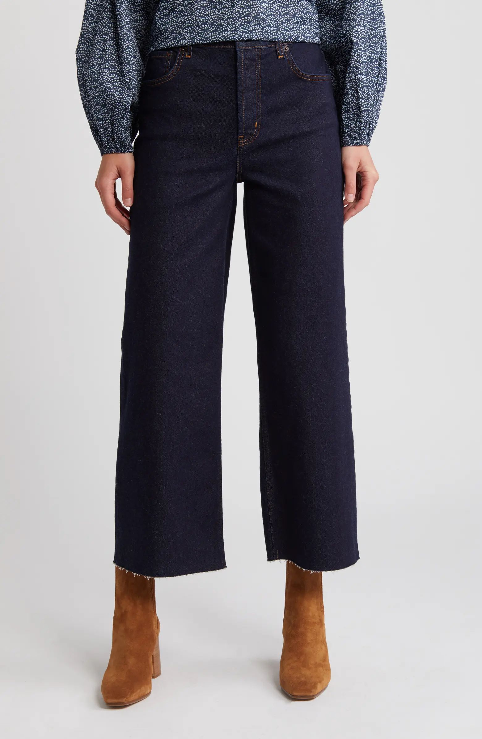 Rails The Getty High Waist Raw Hem Crop Wide Leg Jeans | Nordstrom | Nordstrom