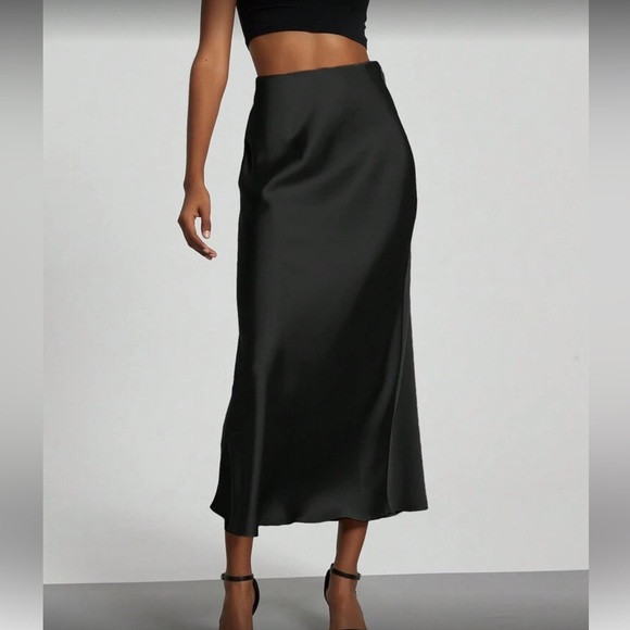 Elegant Black Satin Skirt | Poshmark