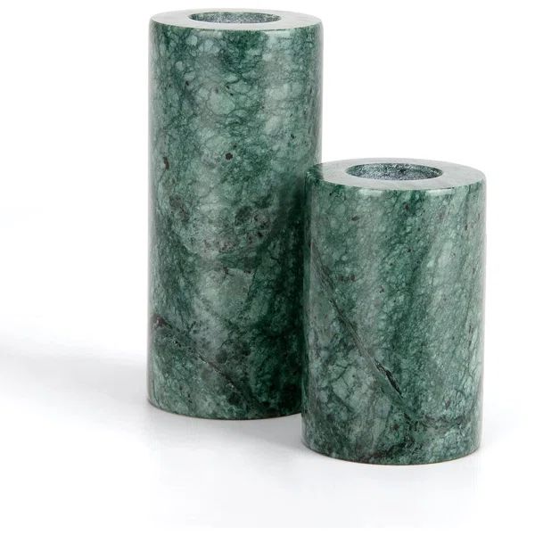 Candle Holders True Natural Marble With 0.35" Thick, Set Of 2 Decorative Candlestick Holder For W... | Wayfair North America