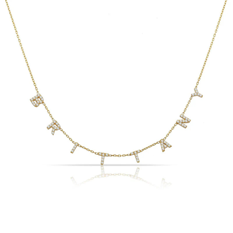 TSK It's All in a Name® *Mini* Necklace in 14k Gold with Diamonds | The Sis Kiss