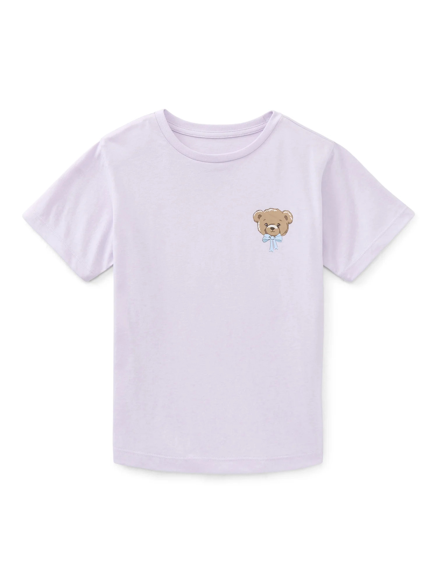 Wonder Nation Girls Teddy Bear Front Back Graphic Tee with Short Sleeves, Sizes 4-18 - Walmart.co... | Walmart (US)