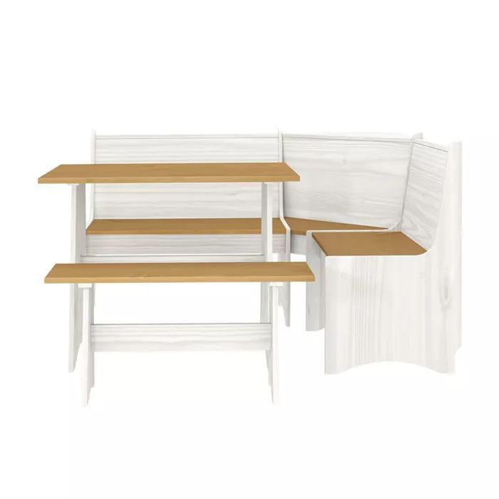 Cottonwood Wood L - Shaped Dining Nook White/Honey - Hillsdale Furniture | Target
