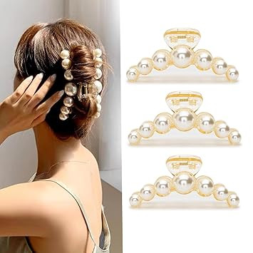 Agirlvct Pinza grande para el cabello, 4.33 pulgadas para mujeres, 7 pasadores de perlas, regalo ... | Amazon (US)