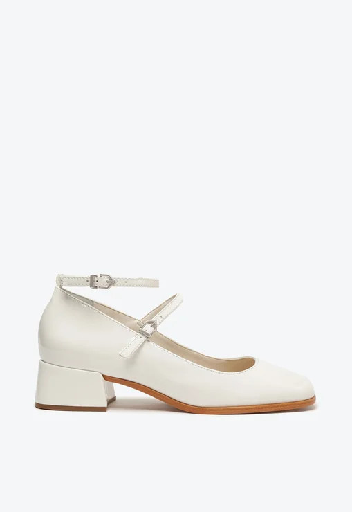 Sapato Mary Jane Branco Schutz Boneca Salto Bloco Baixo Verniz | ZZ Mall (BR)