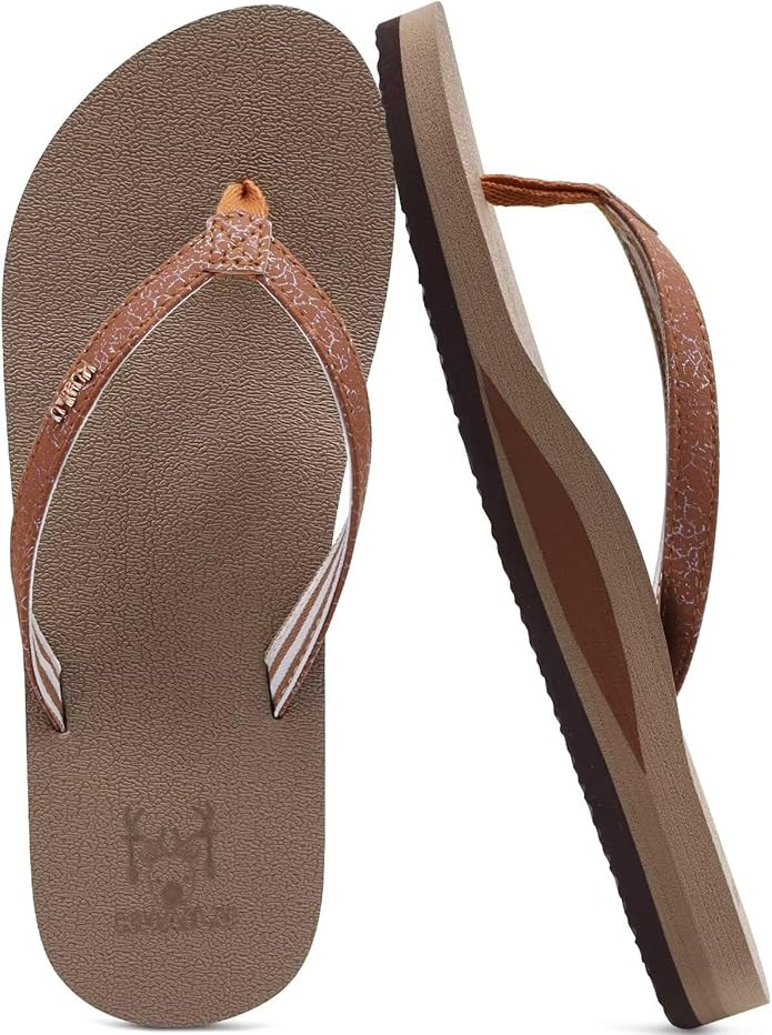 KuaiLu Womens Arch Support Flip Flops Comfortable Yoga Mat Slip on Summer Beach Walking Thong Cus... | Amazon (US)