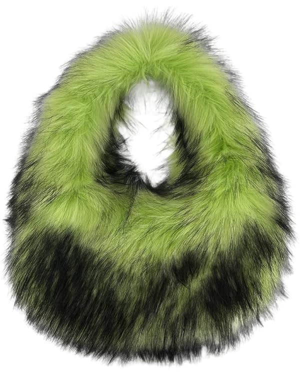 Faux Fur Hobo Shoulder Bag for Women - Large Cute Fluffy Tote Plush Handbag Y2K Furry Purse | Amazon (US)