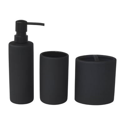 3pc Soft Touch Bath Accessories Set Black - 88 Main | Target
