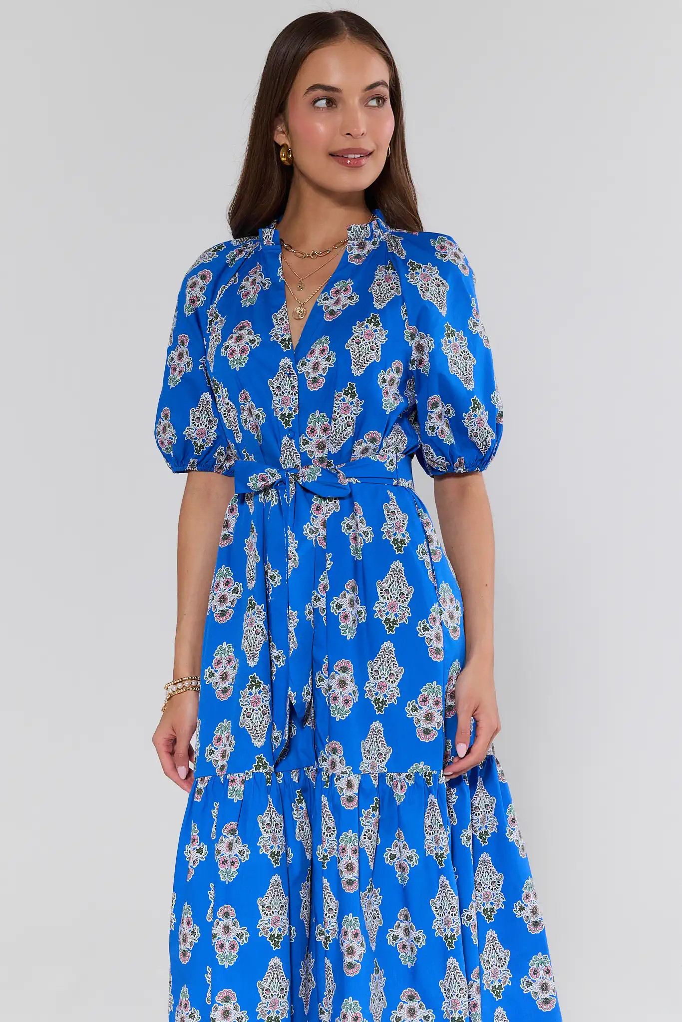 Anita Blue Floral Print Midi Dress | Avara