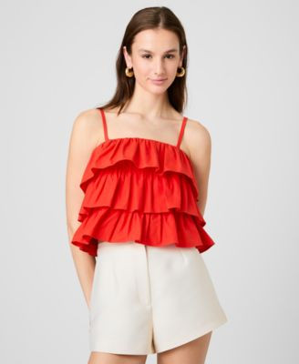 Women's Aimee Ruffle Detail Cotton Top | Macy's