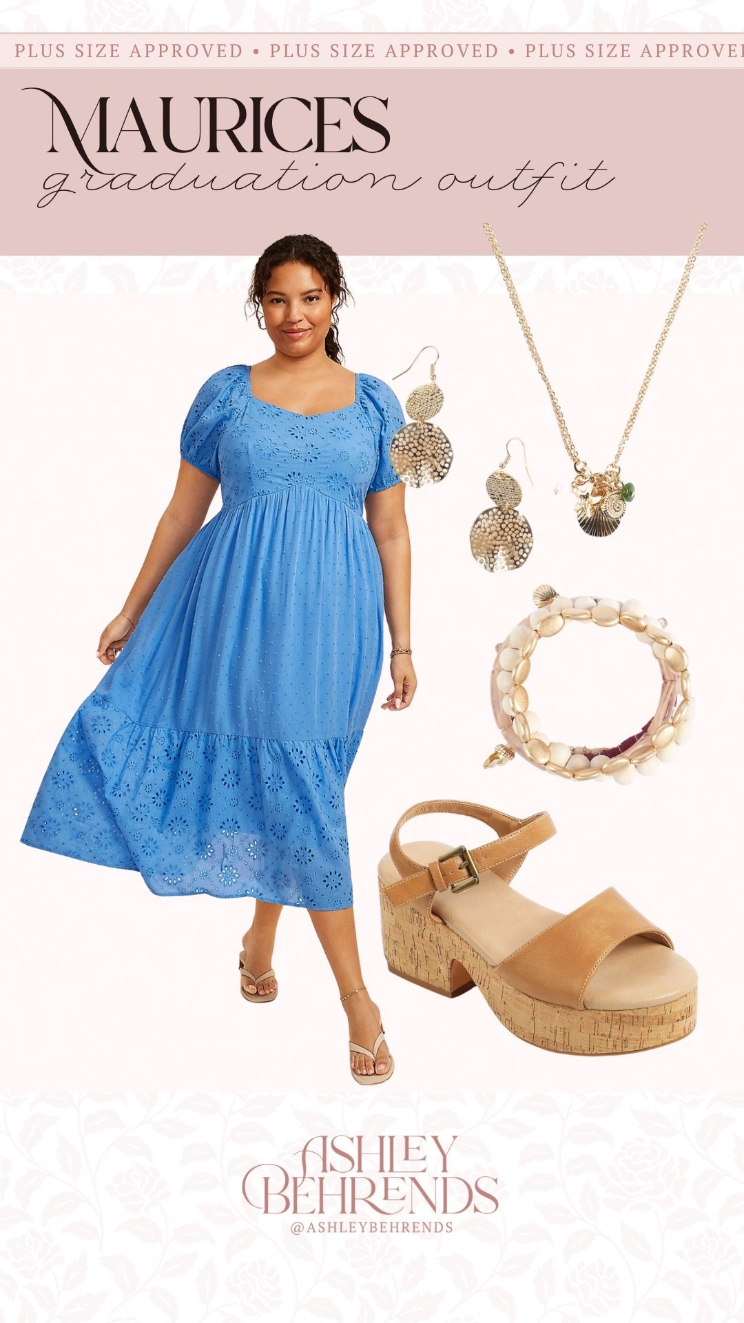 I’m loving this blue 💙 mixed media dress from @Maurices. It’s such a pretty color and a great style of dress for my fellow baddies that want to cover their arms a bit. I paired it with super cute gold accessories for the perfect graduation outfit. Did I mention everything is 30% off right now as well?! 
Blue midi dress, gold earrings, tan platform sandals

#LTKPlusSize #LTKSeasonal #LTKSaleAlert