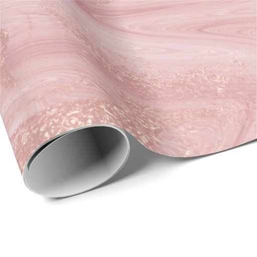 Pink Rose Gold Marble Molten Pastel Shiny Wrapping Paper | Zazzle