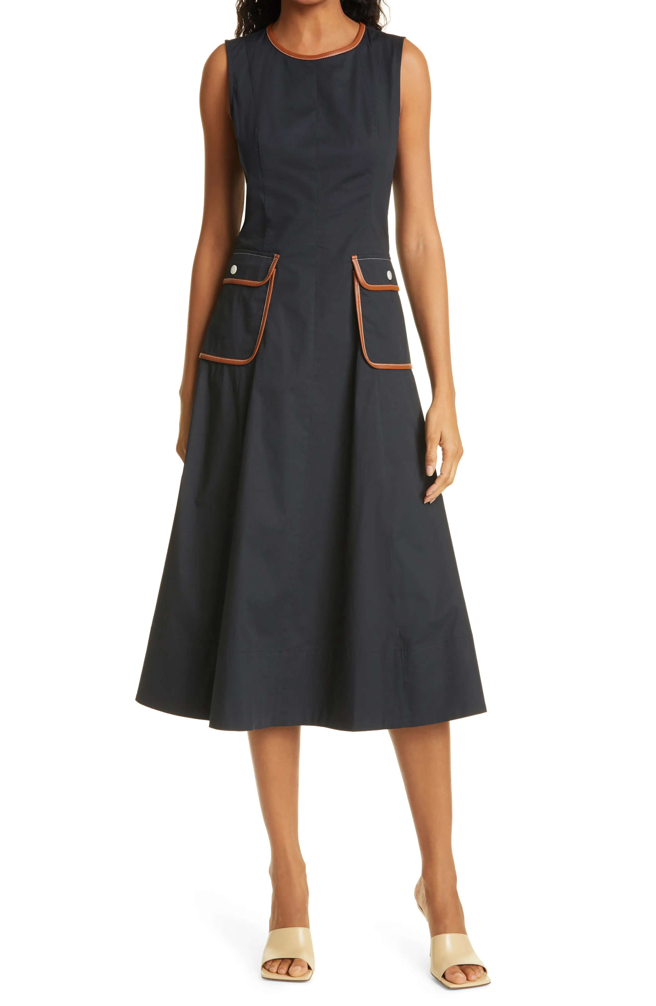 Women's Staud Bait Poplin Women'S Dress, Size 16 - Black | Nordstrom