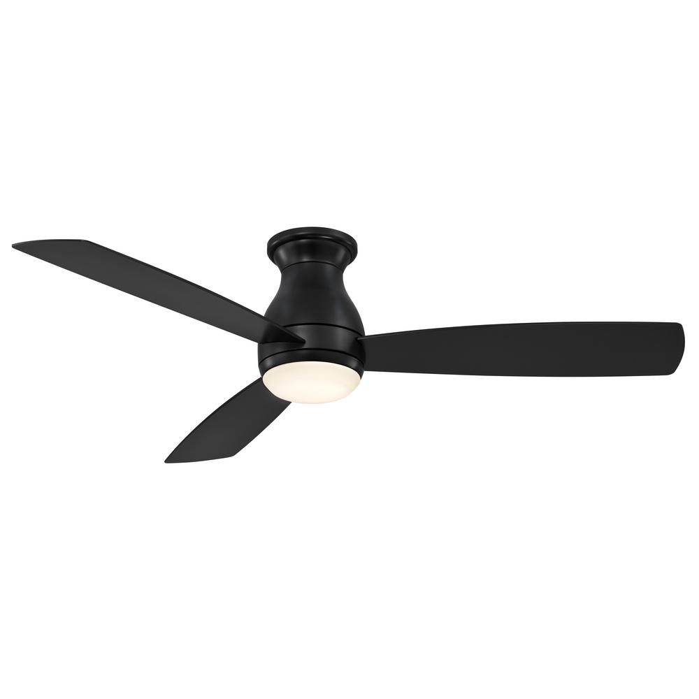 FANIMATION Hugh 52 in. Integrated LED Indoor/Outdoor Black Ceiling Fan with Light Kit and Remote Con | The Home Depot