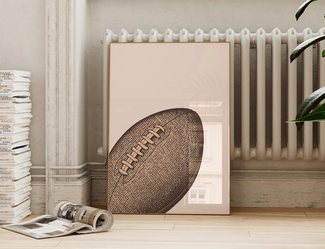 Football Print Neutral Football Art Brown Sports Poster Football Coach Gift Boys Room Wall Art Ar... | Etsy (US)