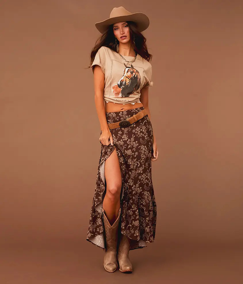 Floral Ruffle Maxi Skirt | Buckle