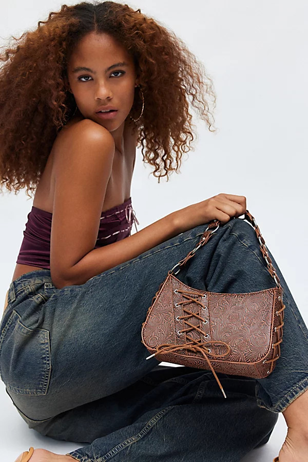 Silence + Noise Kez Boho Stamped Laced Shoulder Bag | Urban Outfitters (US and RoW)