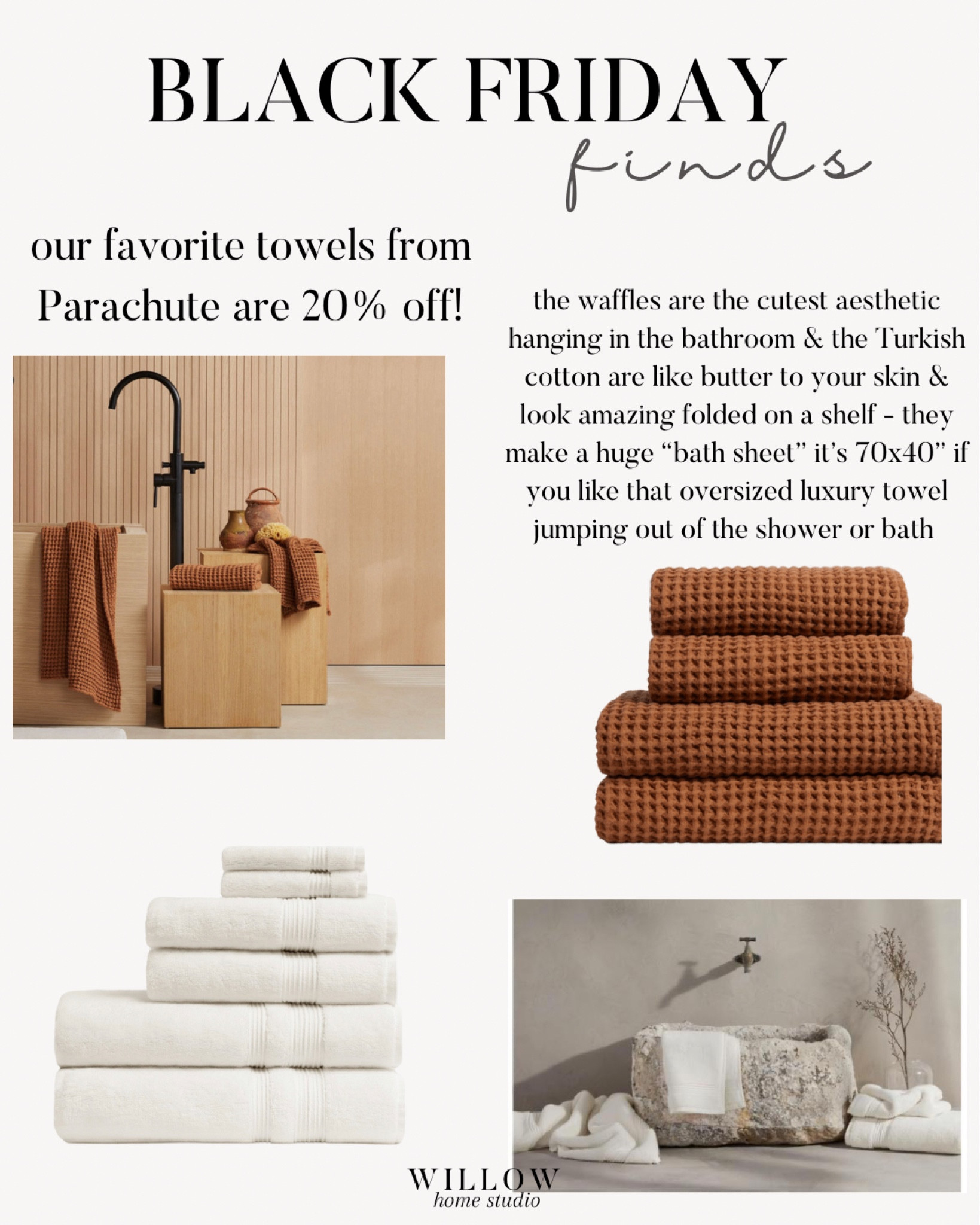 Our favorite bath towels from Parachute 20% off for Black Friday!


Luxury bathroom, bath towels, hand towels, waffle towels, Turkish cotton, cream, terracotta, luxury bath, spa bath

#LTKhome #LTKCyberweek #LTKsalealert