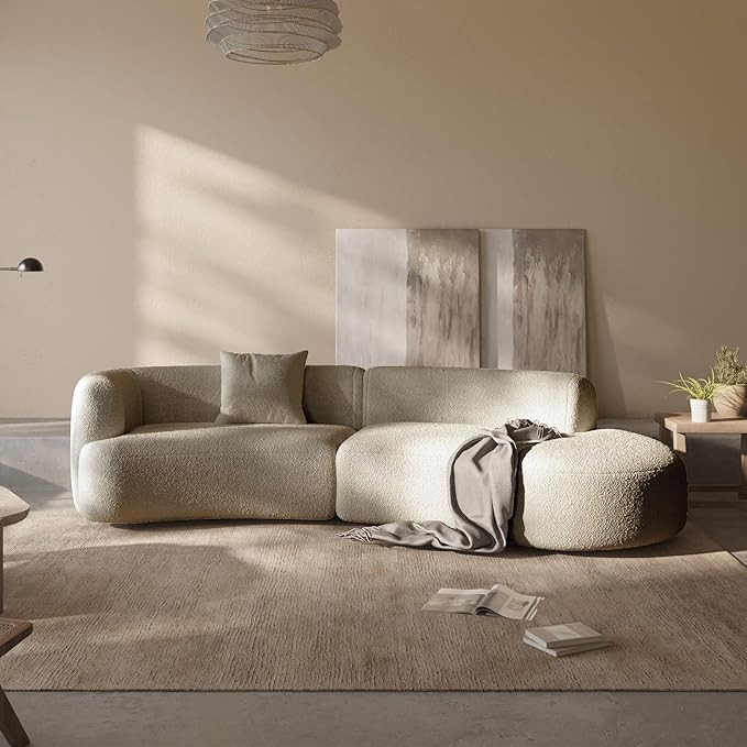 Acanva Modern Curved Sectional Living Room Couch, Minimalist Comfy Boucle Fabric Modular Sofa for... | Amazon (US)