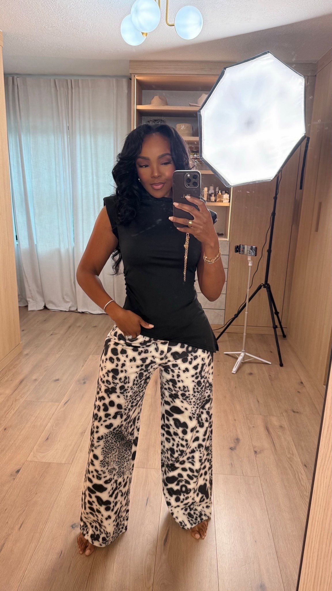 ✨ Statement Pants, Effortless Top — This is one of those outfits where one bold piece does all the talking. The leopard print pants instantly elevate a simple fitted black top, making it feel styled, intentional, and fashion-forward. Easy to dress up or down, and the cost per wear drops fast since each piece can be styled multiple ways.

Perfect for casual outings, brunch, dinner plans, or elevated everyday wear.

📏 Sizing:
Top: Size Small  
Pants: 27 Long  

📐 Measurements:
Height: 5'4"  
Weight: 138 lbs  
Bust: 34D  
Waist: 27"  
Hips: 40"

Leopard print pants outfit, statement pants styling, elevated casual look, versatile wardrobe staples, affordable fashion finds, capsule wardrobe essentials.

Tap to get details.
Follow me on Instagram and YouTube @kirasfashionfinds 



#LTKPetite #LTKootd