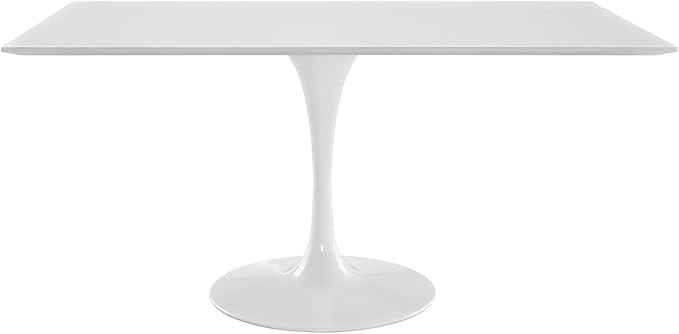 Modway Lippa 60" Mid-Century Modern Dining Table with Rectangle Top and Pedestal Base in White | Amazon (US)