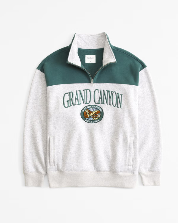 Embroidered Grand Canyon Vintage Sunday Half-Zip | Abercrombie & Fitch (US)