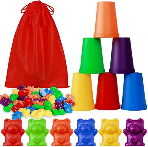 Counting Rainbow Bears with Matching Sorting Cups,67Pcs Montessori Counting Toy Bears for Kids,Ed... | Amazon (US)