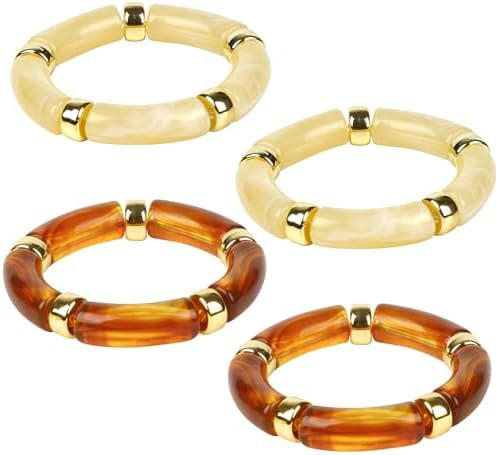 Tuntwcc Chunky Acrylic Bracelets for Women -4Pcs Trendy Chunky Bangle Fashion Big Stackable Bangl... | Amazon (US)