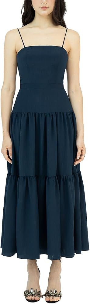 SIXDO Womens 2024 Maxi Dresses Ruffle Flowy Swing Spaghetti Straps Square Neck Casual Beach Cruis... | Amazon (US)