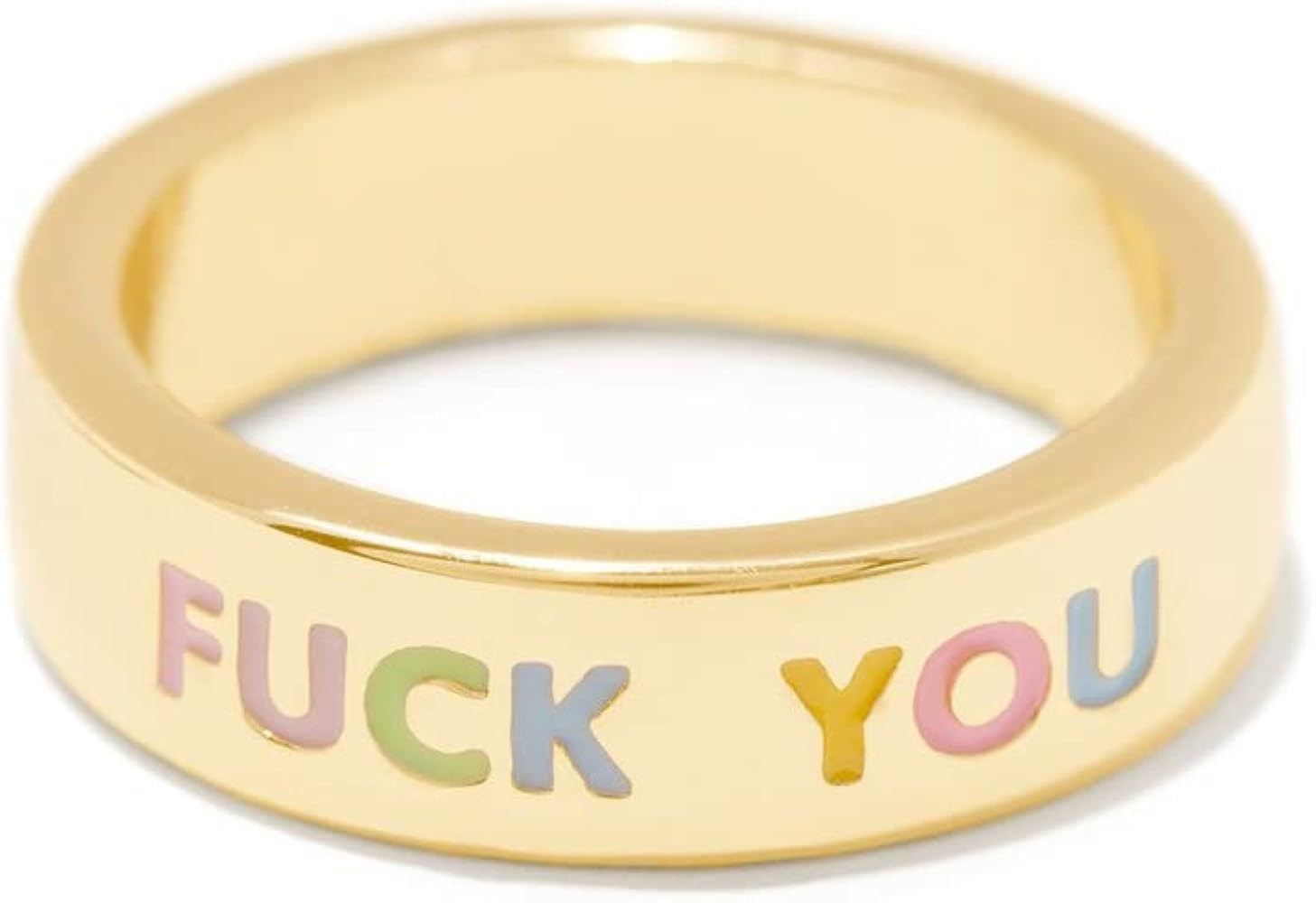 Caiyao Egirl Eboy Fuck You Ring Y2k Enamel Ring Gold Polished Stackable Knuckle Joint Ring for Wo... | Amazon (US)