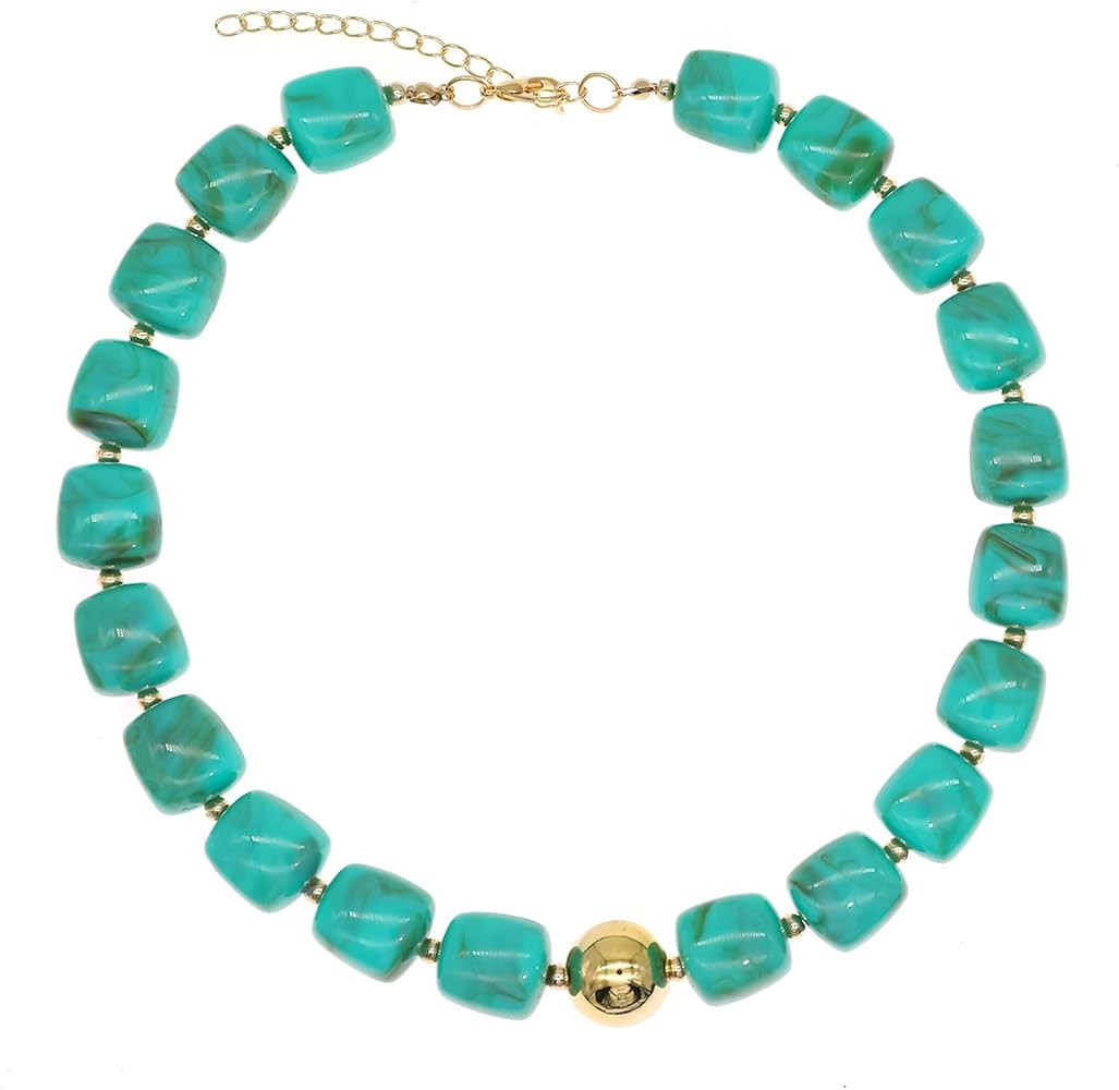 JNF Multi Strand Twist Beaded Choker Necklace Chunky Beads Bubble Pearl Statement Necklaces Large... | Amazon (US)