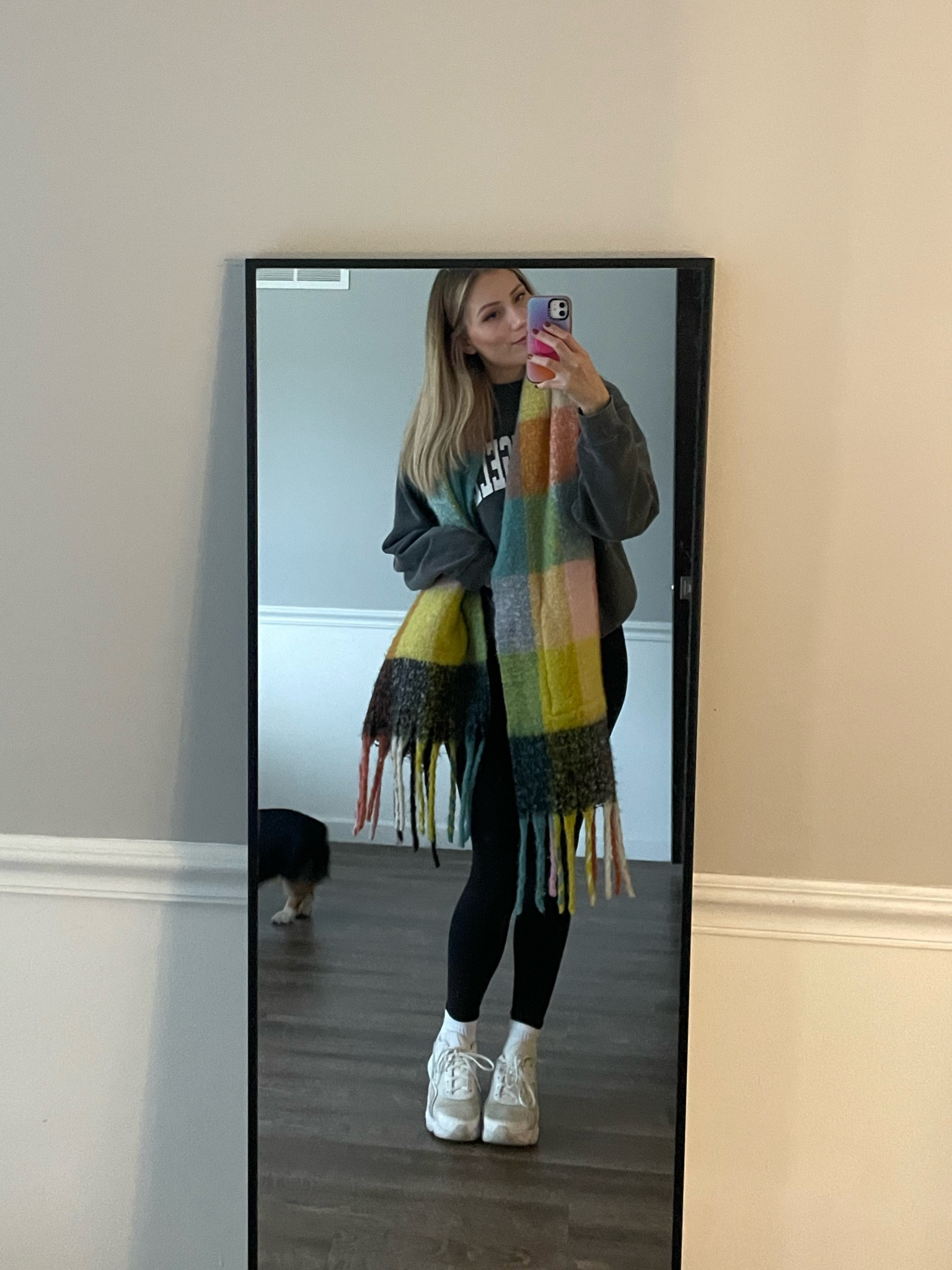 Rainbow plaid scarf outfit 💗

acne scarf dupe, Anine Bing, tall white socks 

#LTKstyletip #LTKSeasonal #LTKfindsunder100