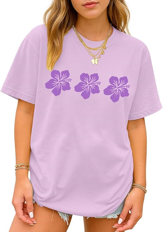 ONLYSTORY Oversized Tshirts for Women Graphic Tees Floral Summer Loose Casual Aesthetic Basic Top... | Amazon (US)