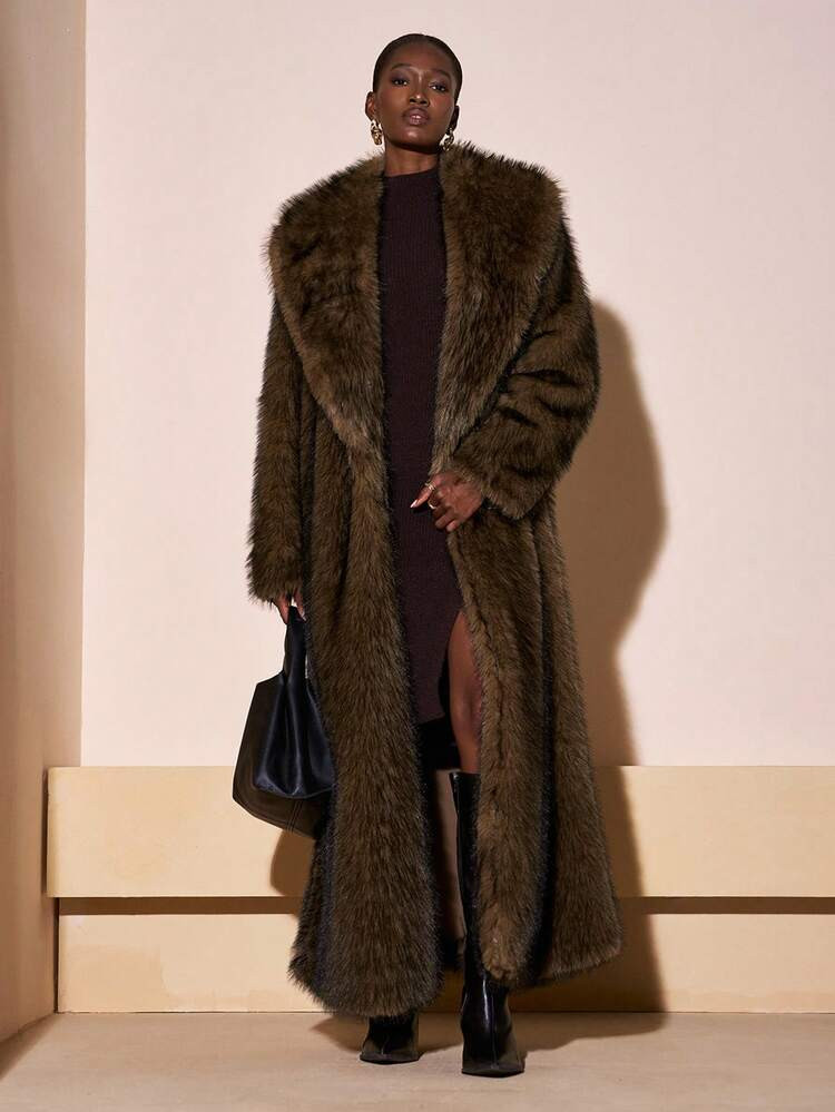 Zivah 2025 Autumn/Winter New Fluffy Long Elegant Women Faux Fur Parka Coat, Ombre Color, Long Fur... | SHEIN