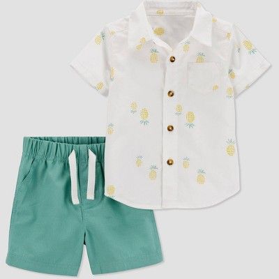 Carter's Just One You® Baby Boys' Pineapple Top & Bottom Set - Green | Target