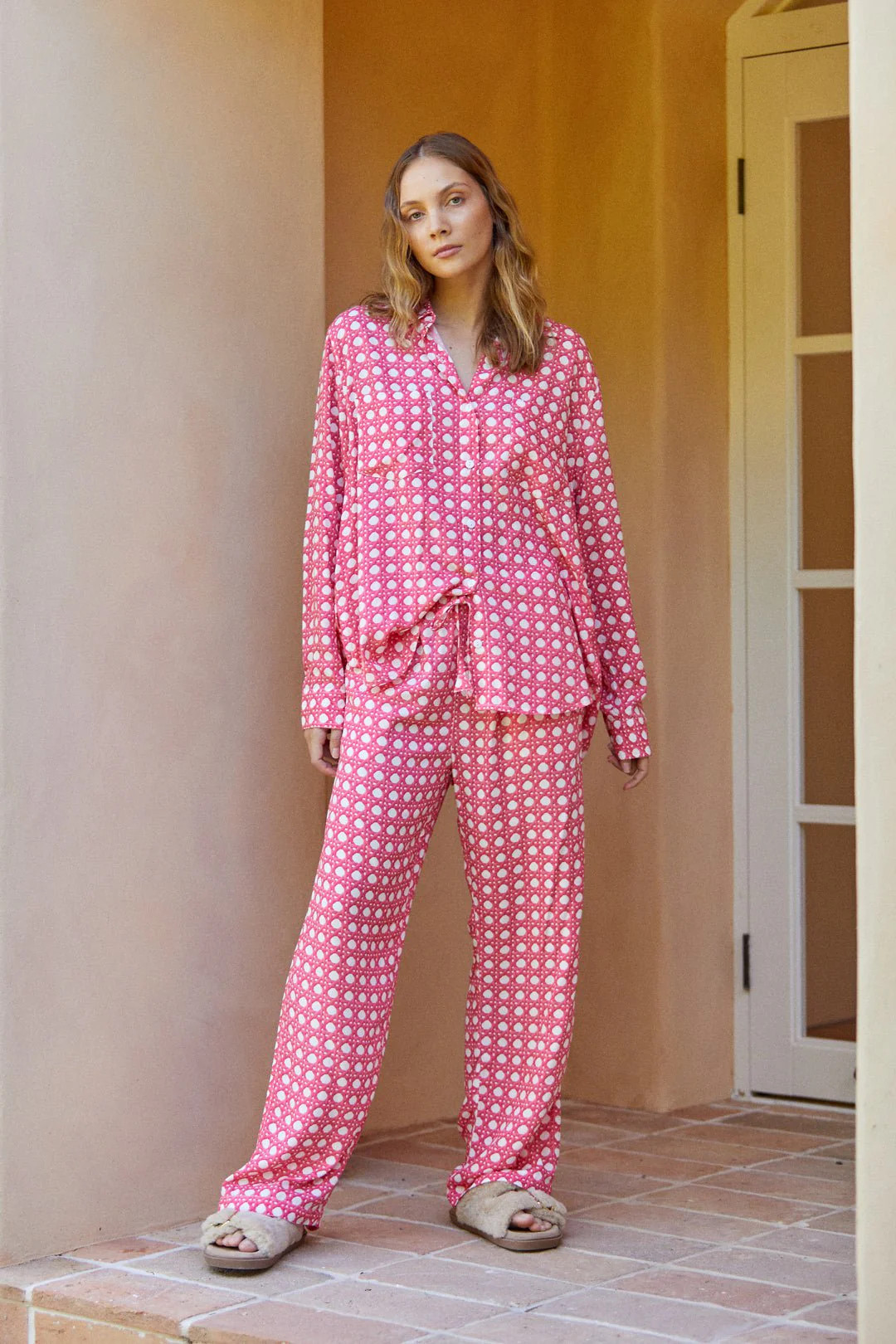 Marlon Long Sleep Set - Rattan - Raspberry Pink | Piyama US