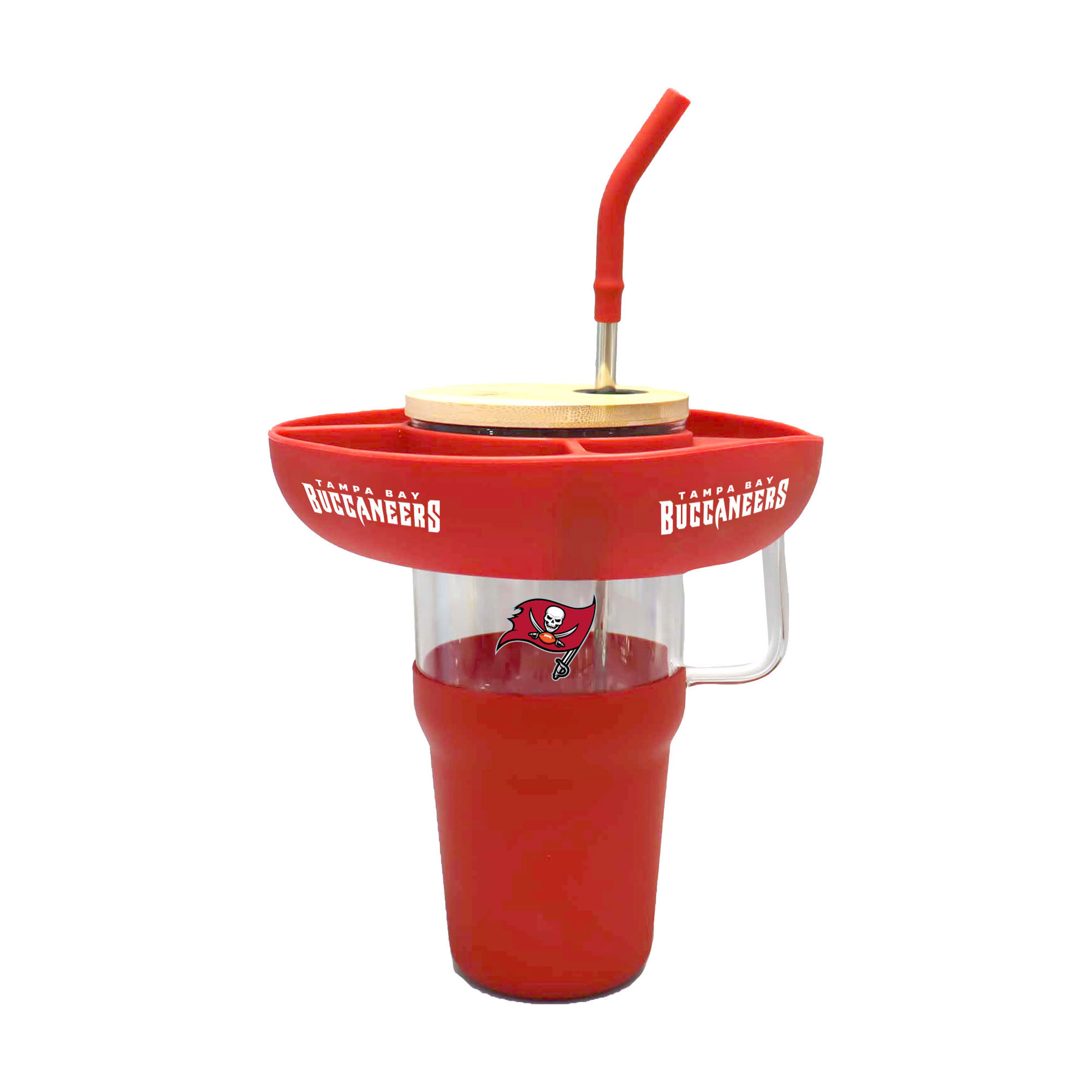 The Memory Company Tampa Bay Buccaneers 40oz. Glass Tumbler with Silicone Snack Tray | Fanatics