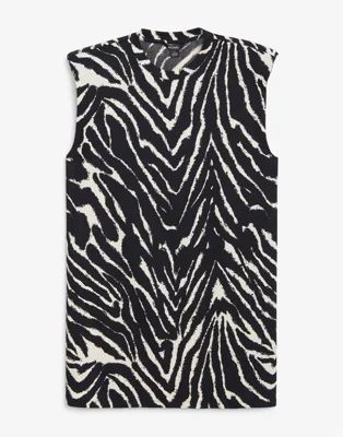 Monki Alvina organic cotton T-shirt mini dress with shoulder pads in zebra print | ASOS (Global)