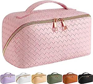 SFXULIX Large Capacity Travel Cosmetic Bag - Makeup Bag, PU Leather Waterproof Women Portable Wit... | Amazon (US)