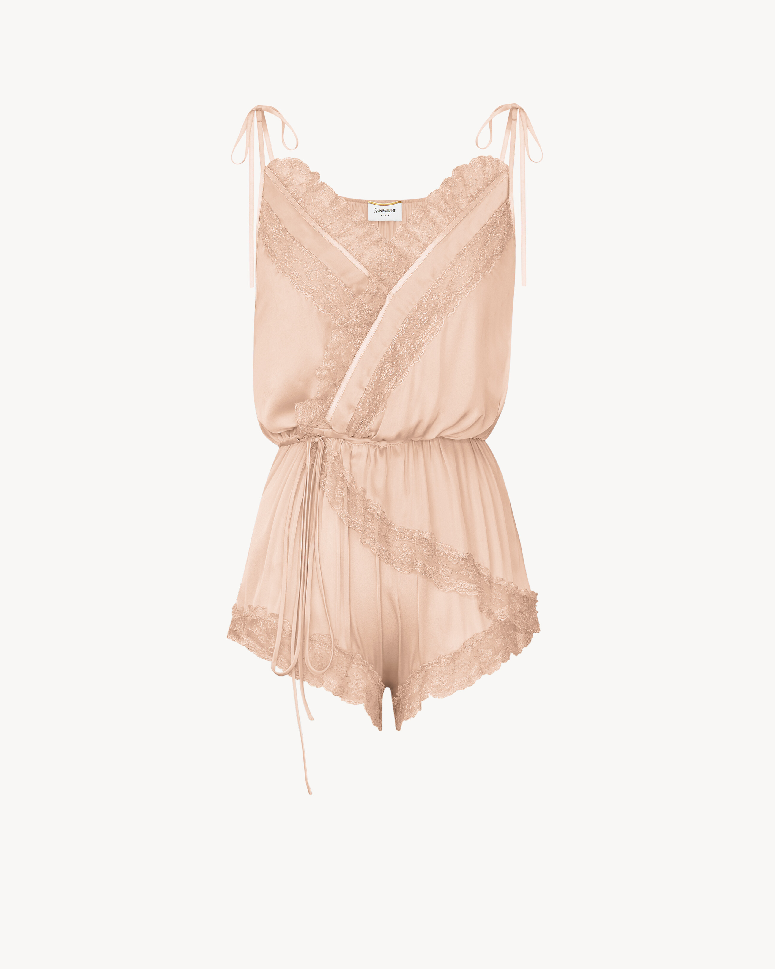 laced romper in silk crepe muslin | Saint Laurent Inc. (Global)