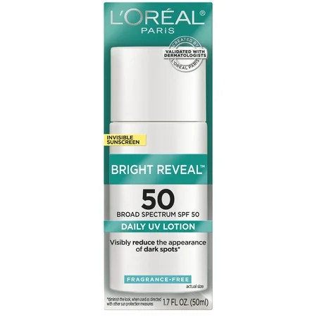 L Oreal Paris Bright Reveal Daily UV Lotion SPF 50 Reduces Dark Spots 1.7 fl oz | Walmart (US)