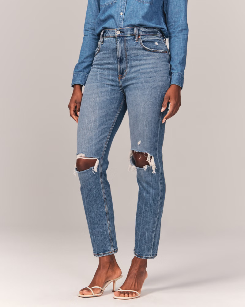 Curve Love Ultra High Rise Ankle Straight Jean | Abercrombie & Fitch (US)