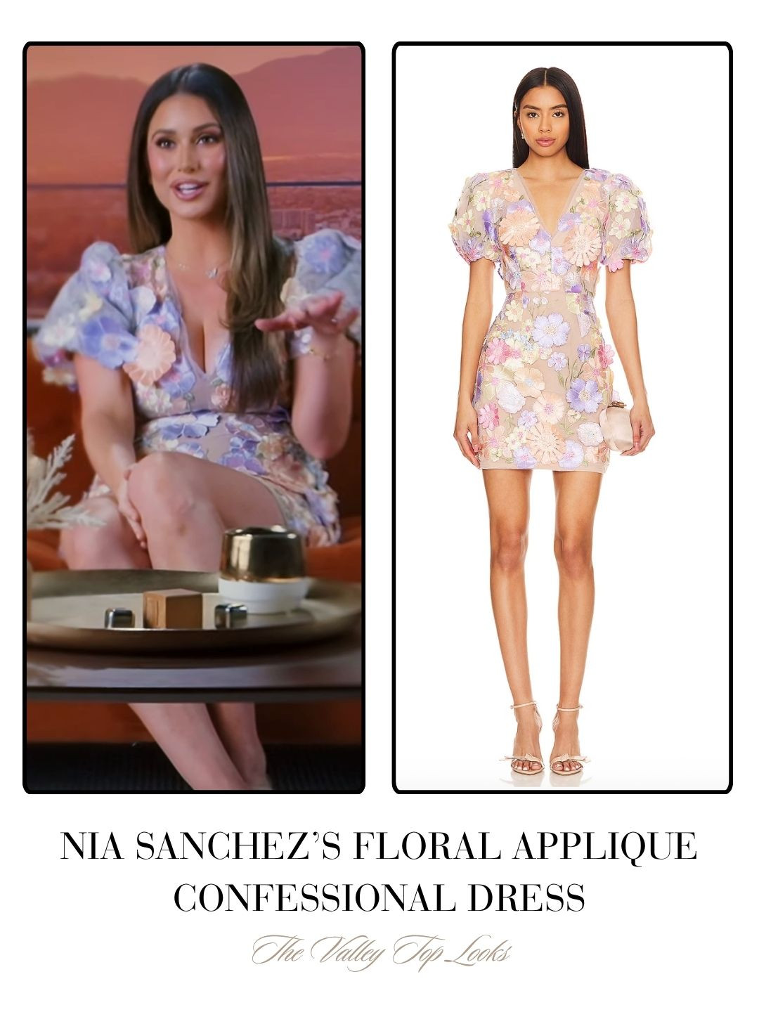 Nia Sanchez's Floral Applique Confessional Dress on The Valley Season 3 Episode 1 

 
