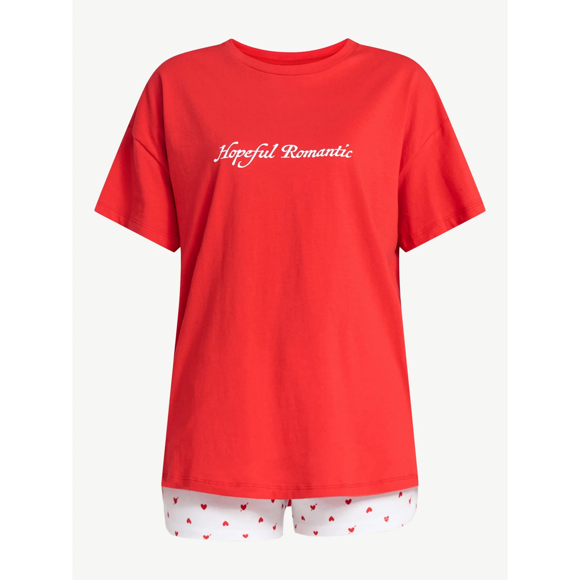 No Boundaries Sleep Graphic Tee and Boxer Shorts Set, 2-Piece, Women’s XXS-3X | Walmart (US)
