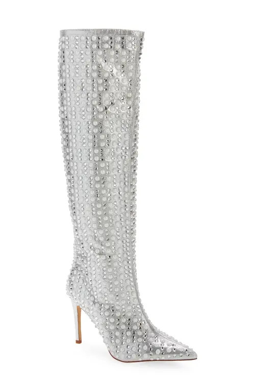 AZALEA WANG Lynlee Knee High Boot in Silver at Nordstrom, Size 11 | Nordstrom