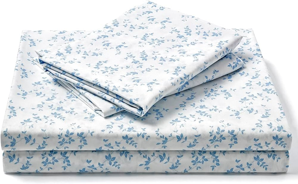 FreshCulture Floral Bed Sheets - Ultra Soft King Size Sheets Set - Brushed Microfiber Blue Floral... | Amazon (US)